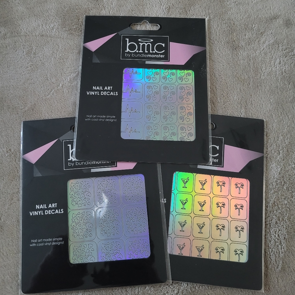 BMC Bundlemonster Holographic Nail Art Vinyl Decals Lot Bundle Set